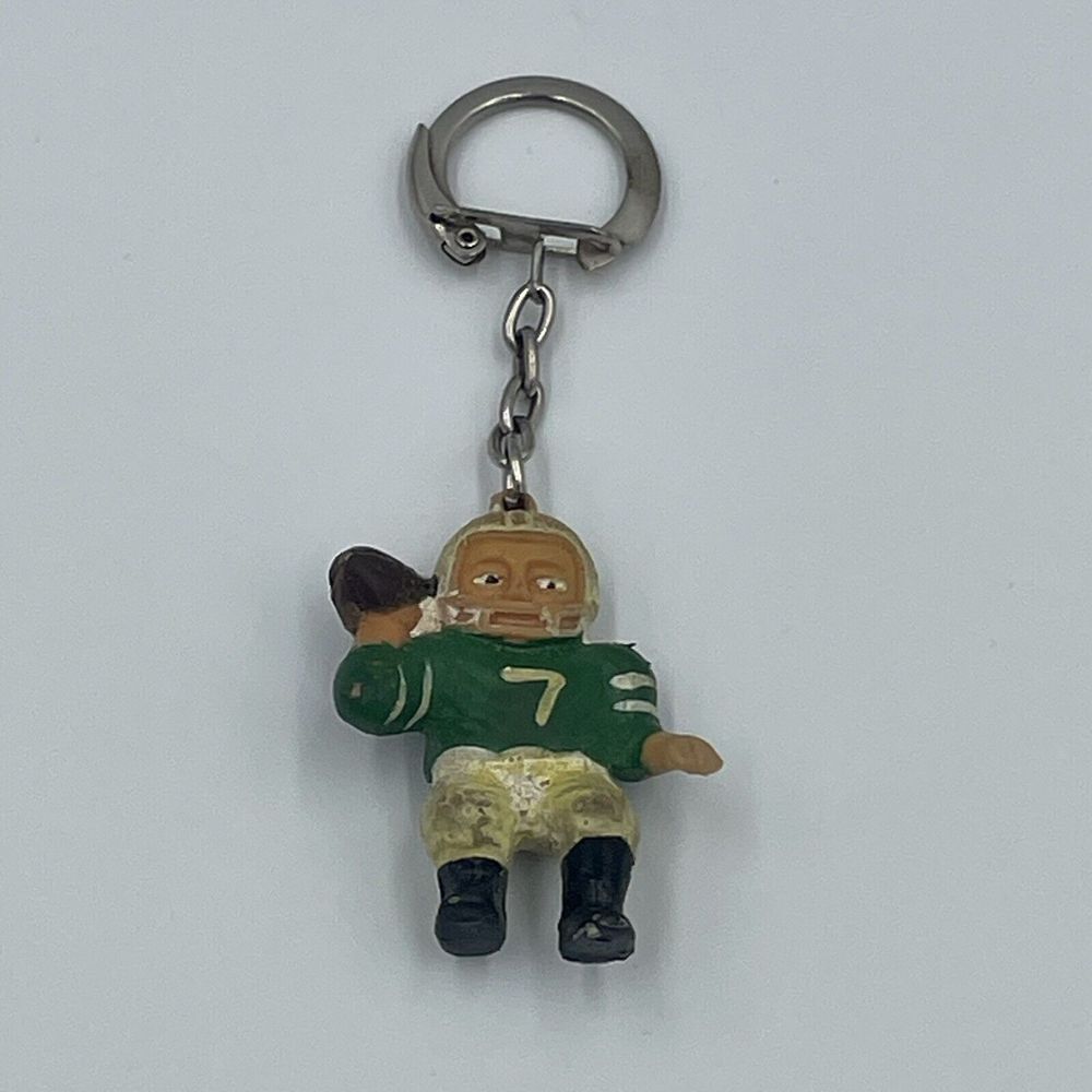 QB Football Player FOB Keychain HONG KONG Green (Packers?) Vintage No. 7